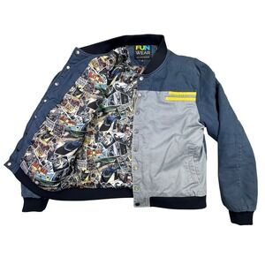 Fun Wear VINTAGE Batman Comic Book Bomber Jacket Marvel Comics Retro Two Tone M